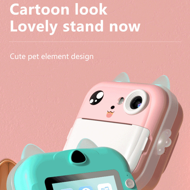 Blue rabbit Kids Instant Print Camera Zero Ink Digital Video Recorder with 32GB Card and 3 Paper Rolls Portable Rechargeable Toy Gift