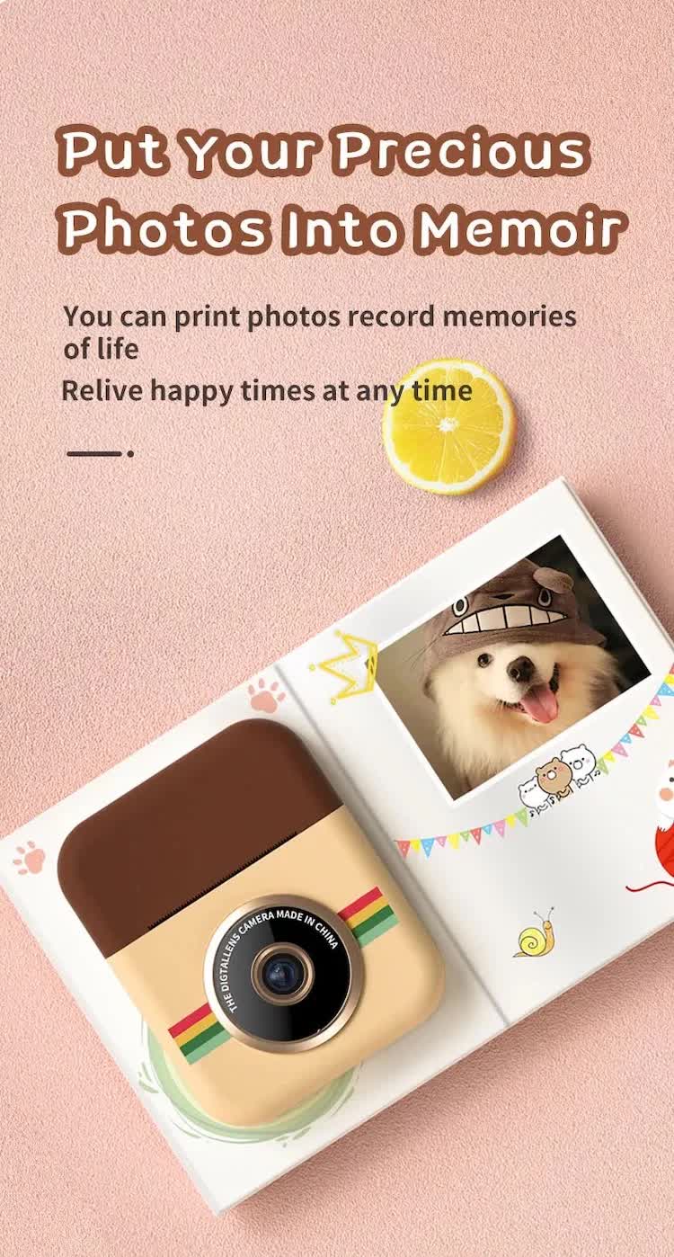 Kids Instant Print Camera with 32GB SD Card & 3 Paper Rolls - Retro Thermal Digital Camera & Video Recorder - 1080P Dual Lens Selfie Toy Gift - Purple