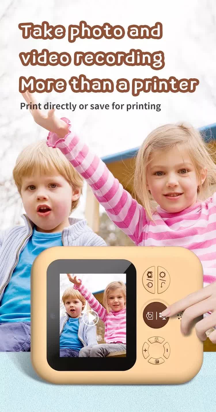 Kids Instant Print Camera with 32GB SD Card & 3 Paper Rolls - Retro Thermal Digital Camera & Video Recorder - 1080P Dual Lens Selfie Toy Gift - Blue