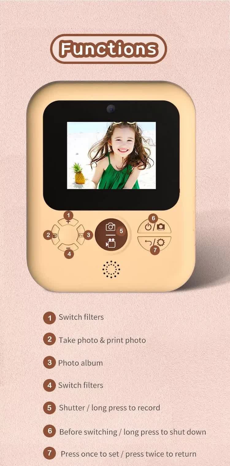 Kids Instant Print Camera with 32GB SD Card & 3 Paper Rolls - Retro Thermal Digital Camera & Video Recorder - 1080P Dual Lens Selfie Toy Gift - Blue
