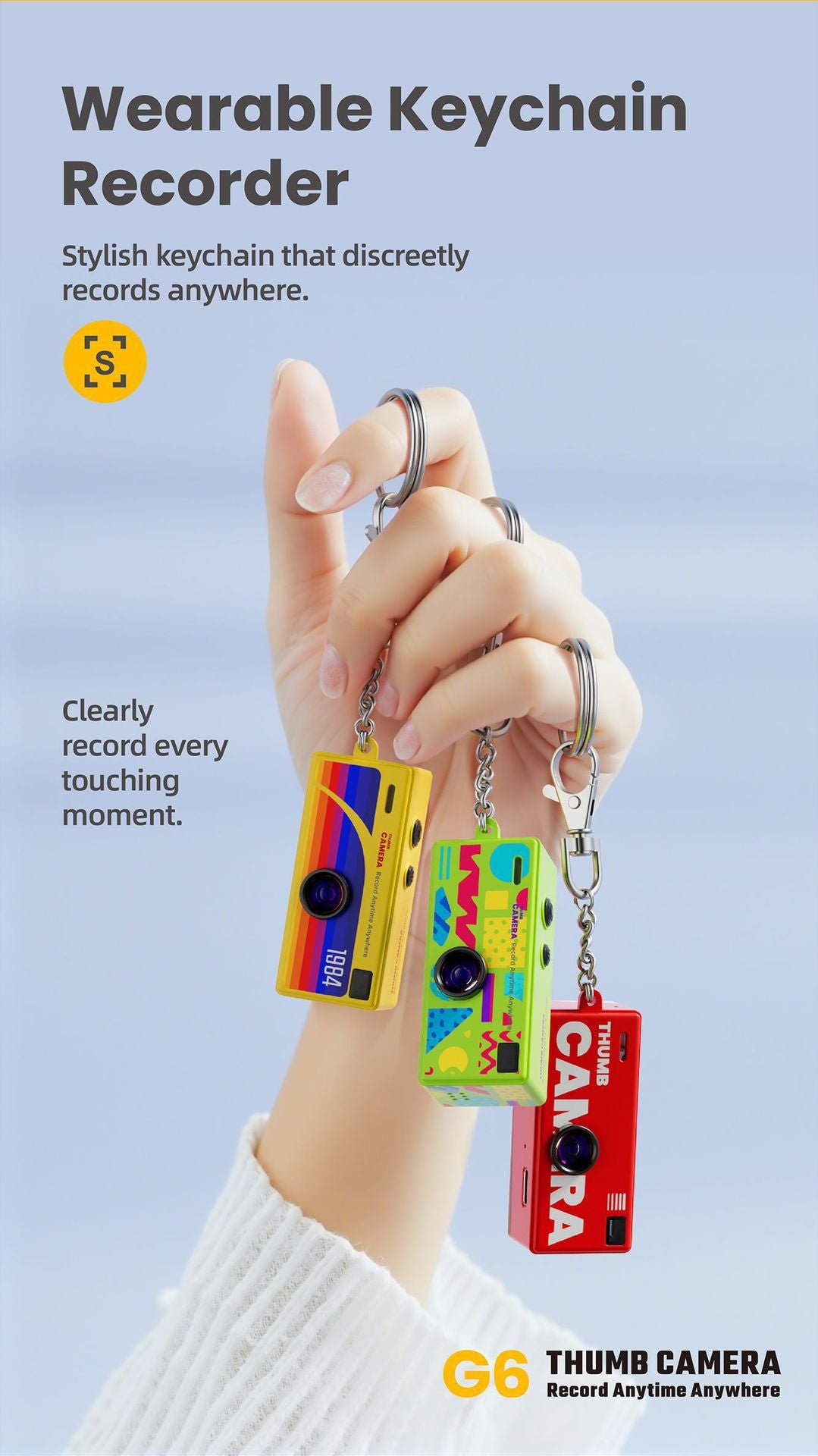 G6 White Ultra-Mini Thumb Camera with 32GB Card, Card Reader & Adapter - HD Instant Pocket-Sized Action Cam for Students & Kids