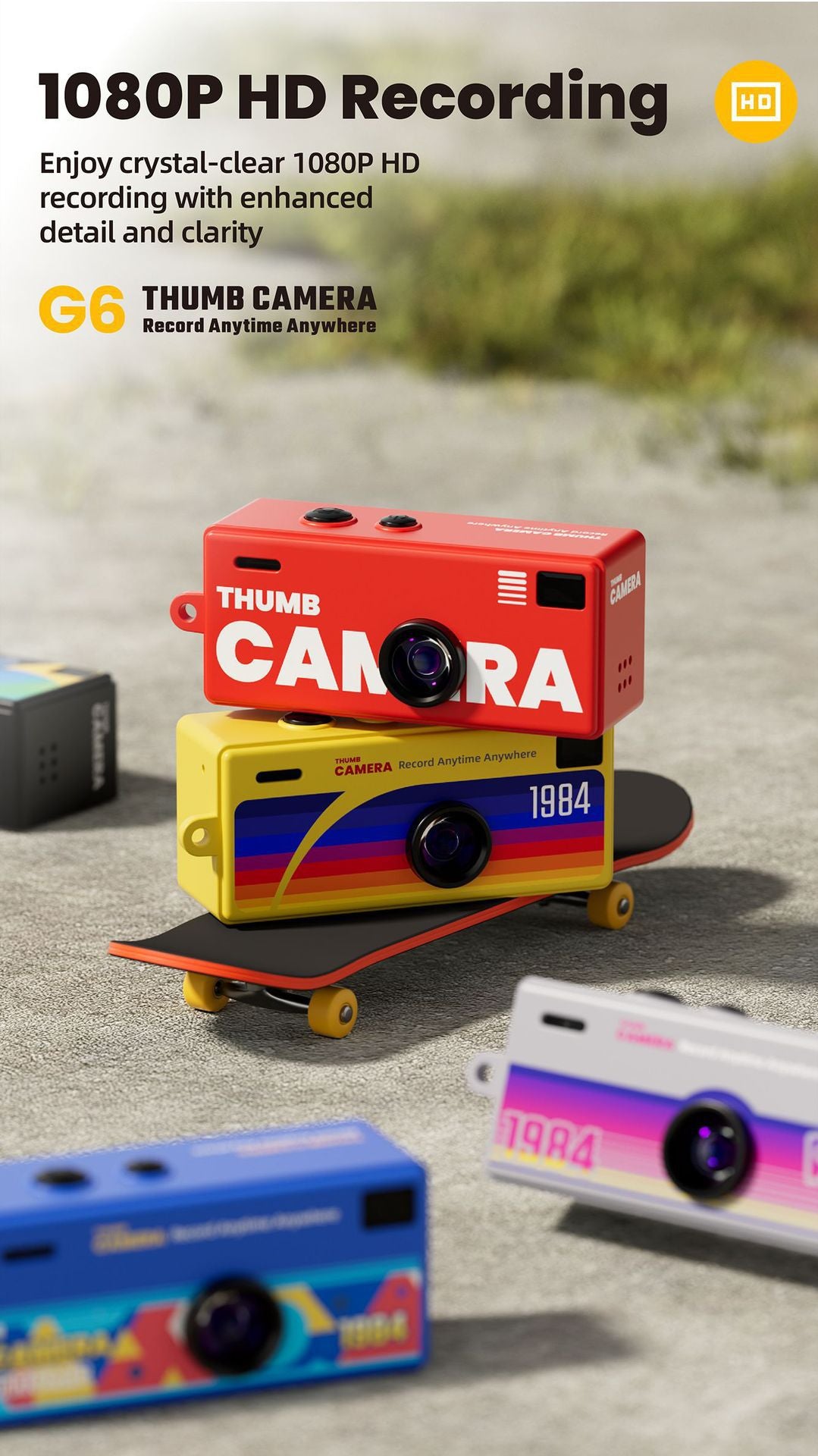 G6 Black Ultra-Mini Thumb Camera with 32GB Card, Card Reader & Adapter - HD Instant Pocket-Sized Action Cam for Students & Kids