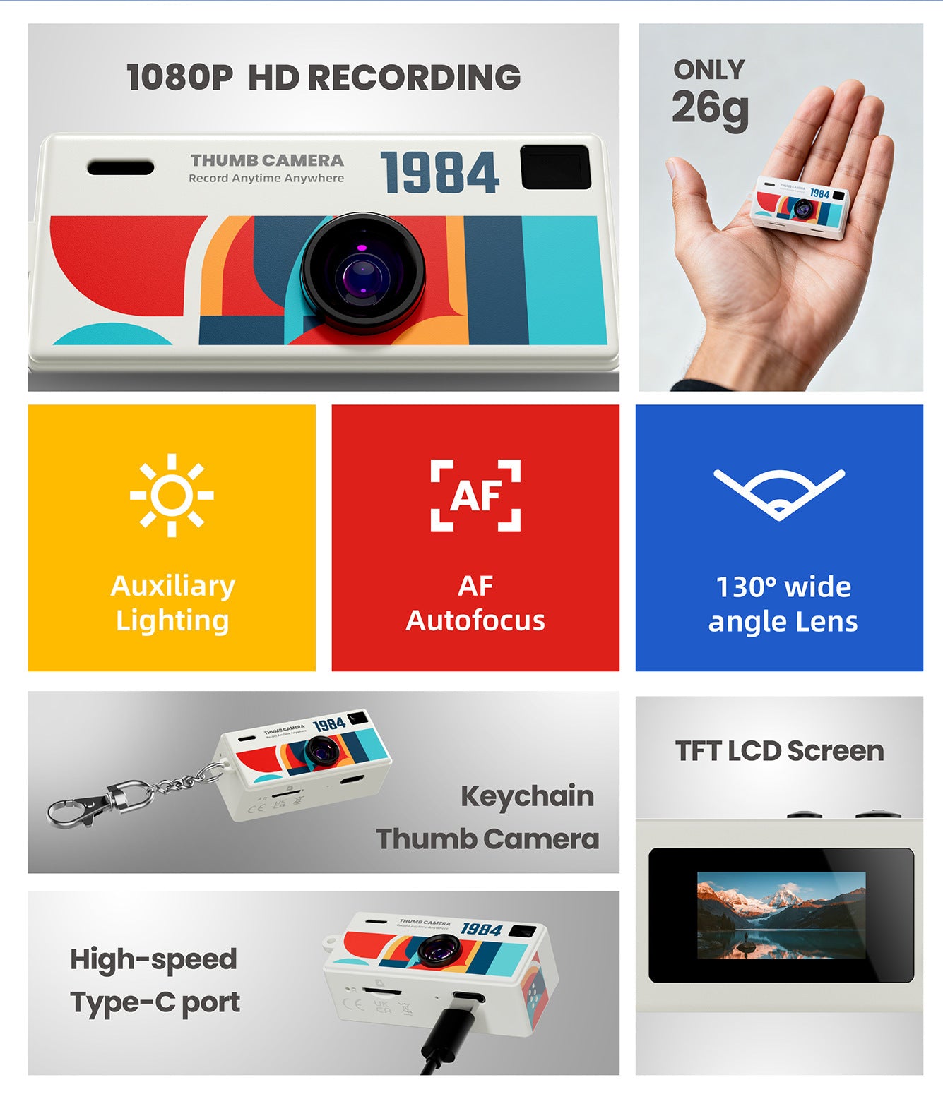 G6 Green Ultra-Mini Thumb Camera with 32GB Card, Card Reader & Adapter - HD Instant Pocket-Sized Action Cam for Students & Kids