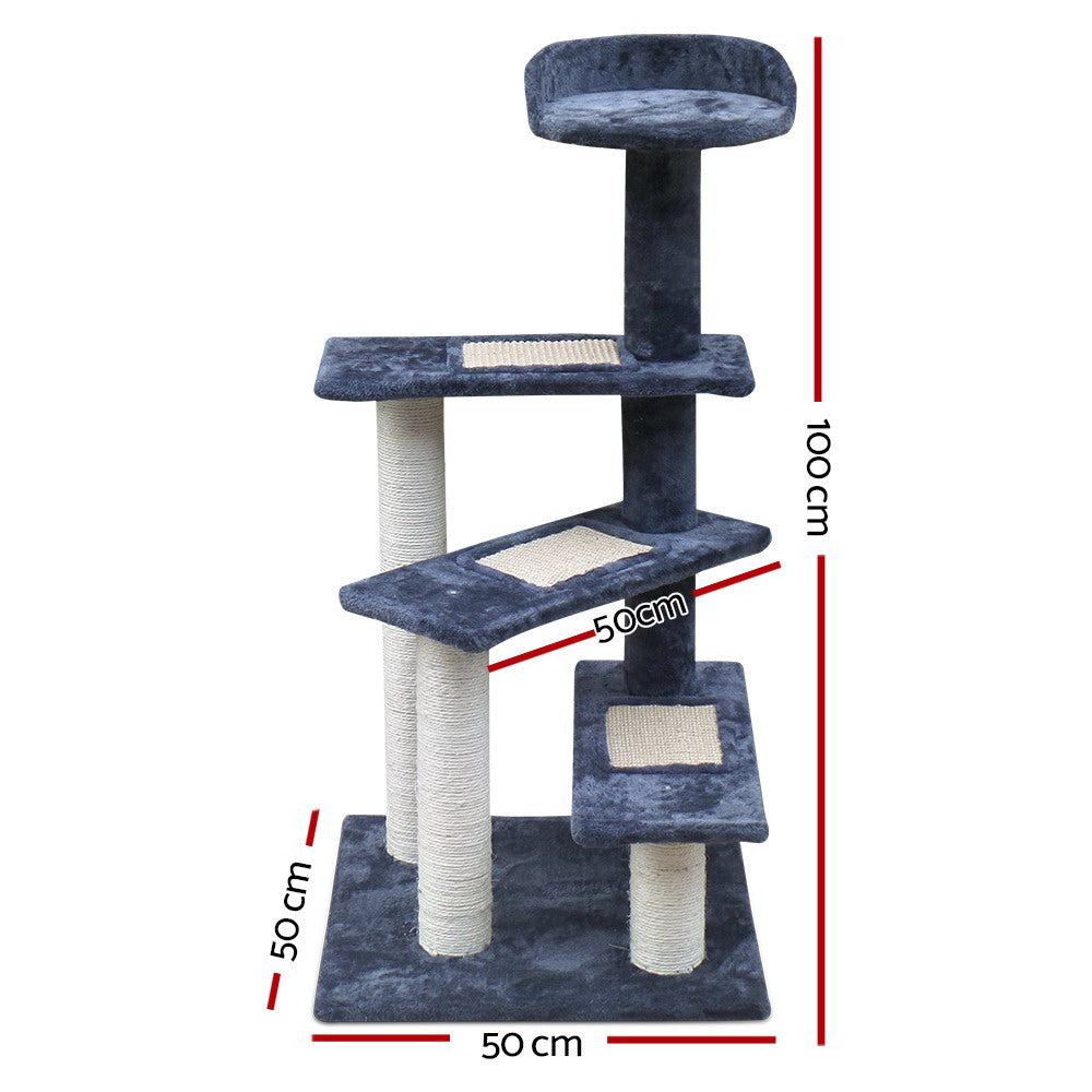 i.Pet Cat Tree 100cm Scratching Post Scratcher Tower Wood Condo House Trees Bed - SEKSI