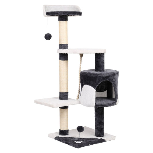 i.Pet Cat Tree 112cm Tower Scratching Post Scratcher Wood Condo House Furniture - SEKSI