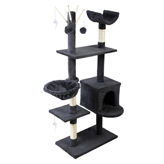 i.Pet Cat Tree 140cm Tower Scratching Post Scratcher Trees Toys Condo Bed Grey - SEKSI