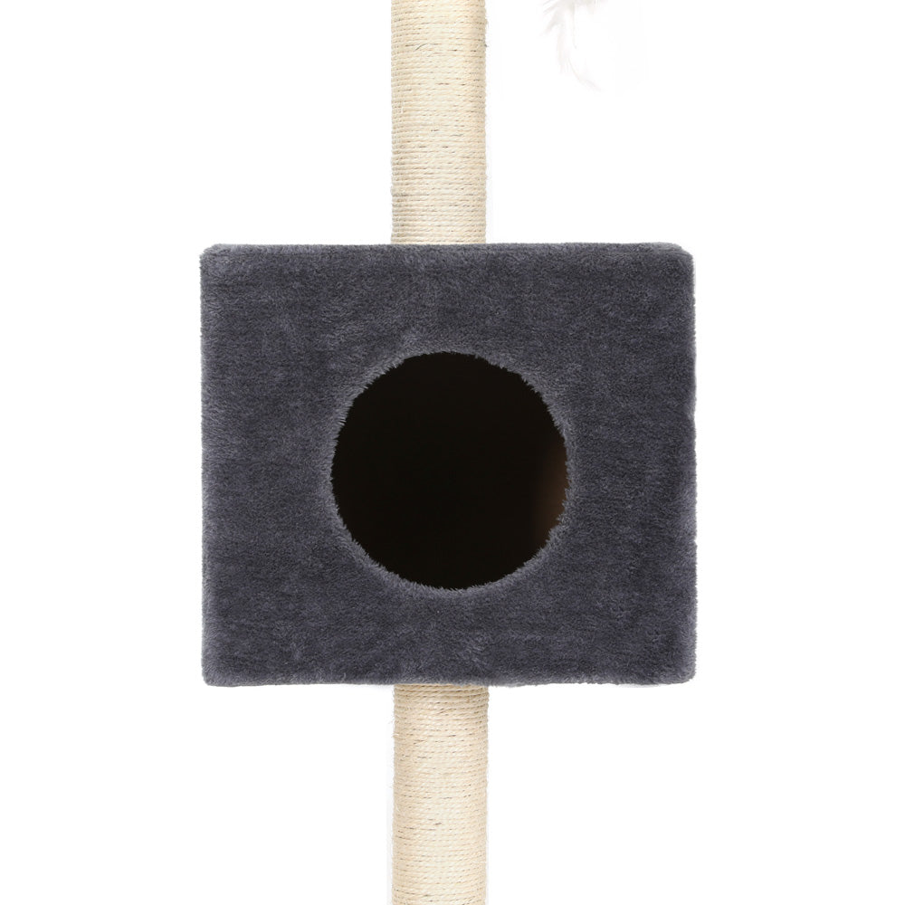 i.Pet Cat Tree 260cm Tower Scratching Post Scratcher Floor to Ceiling Cats Bed Dark Grey - SEKSI