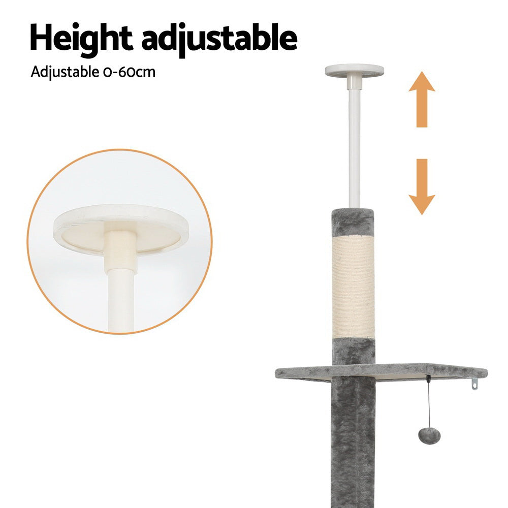 i.Pet Cat Tree 290cm Tower Scratching Post Scratcher Floor to Ceiling Cats Bed - SEKSI
