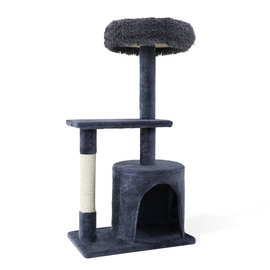 i.Pet Cat Tree 94cm Scratching Post Tower Scratcher Condo House Wood Trees Grey - SEKSI