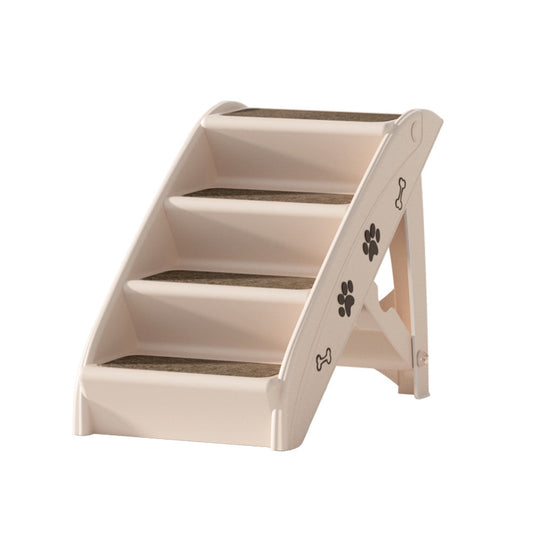 i.Pet Dog Ramp Steps For Bed Sofa Car Pet Stairs Ladder Portable Foldable Beige - SEKSI
