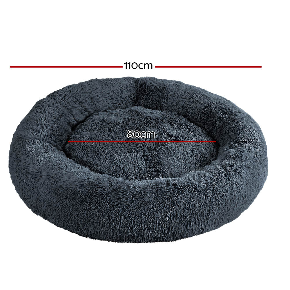 i.Pet Pet Bed Dog Cat 110cm Calming Extra Large Soft Plush Dark Grey - SEKSI