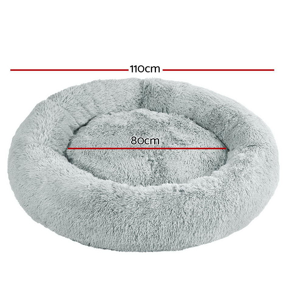 i.Pet Pet Bed Dog Cat 110cm Calming Extra Large Soft Plush Light Grey - SEKSI