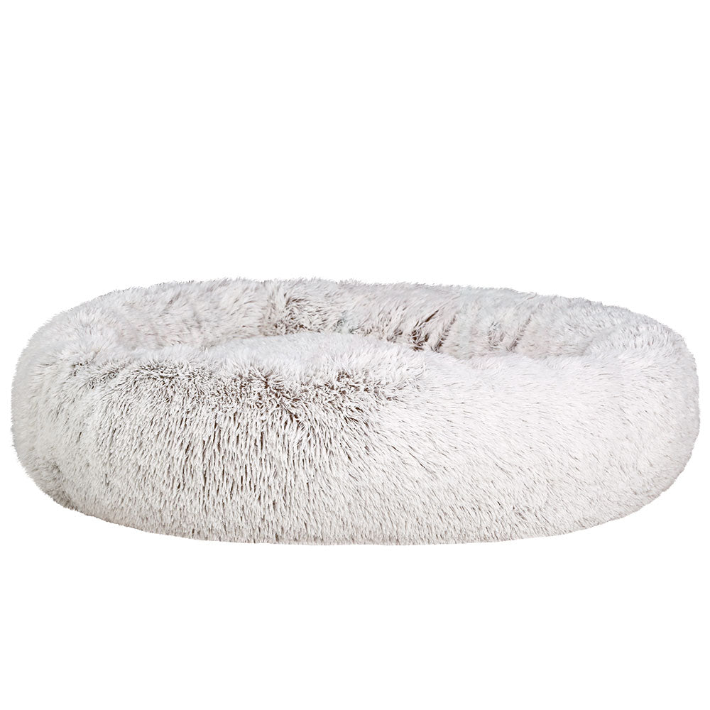i.Pet Pet Bed Dog Cat 110cm Calming Extra Large Soft Plush White Brown - SEKSI