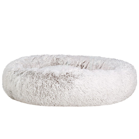 i.Pet Pet Bed Dog Cat 110cm Calming Extra Large Soft Plush White Brown - SEKSI