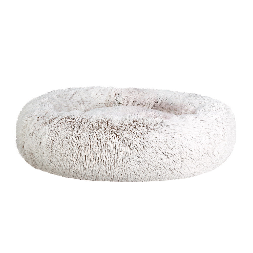 i.Pet Pet Bed Dog Cat 90cm Large Calming Soft Plush White Brown - SEKSI