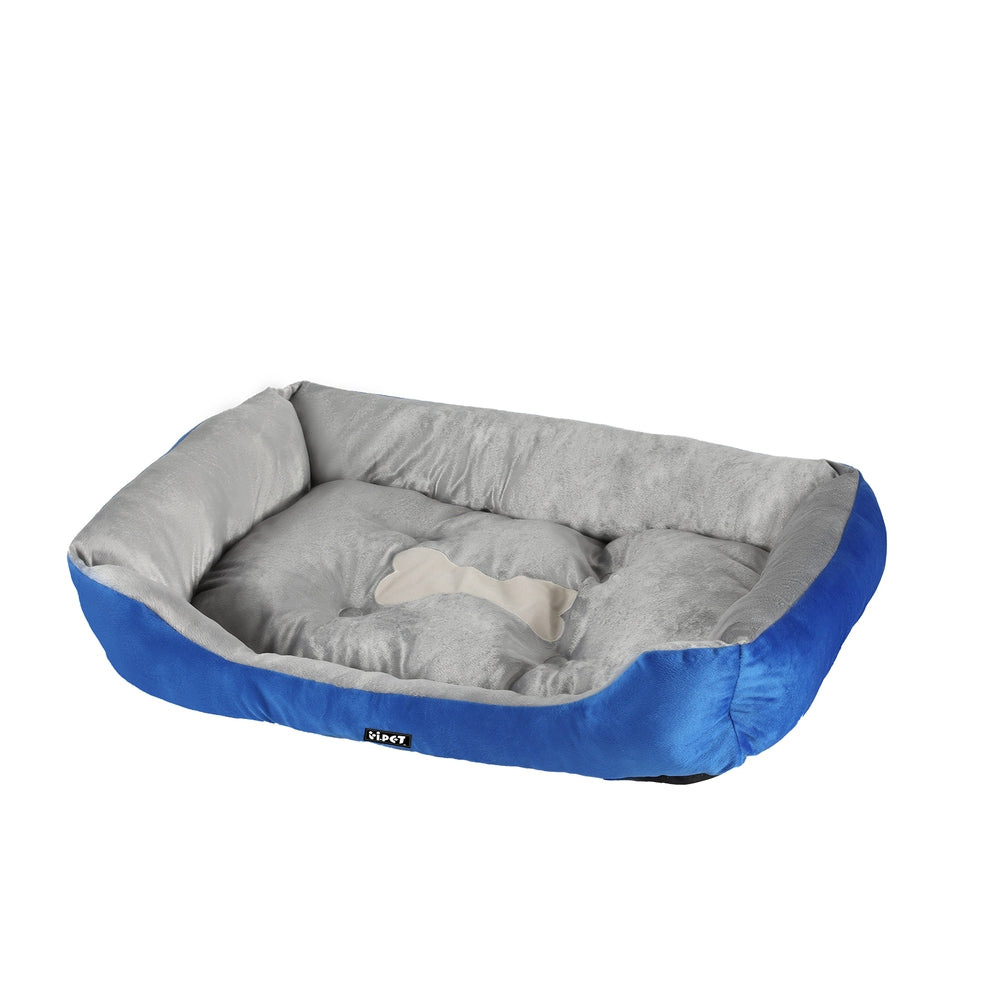 i.Pet Pet Bed Dog Cat Calming Soft Mat Sleeping Comfy Plush Cave Washable Blue - SEKSI