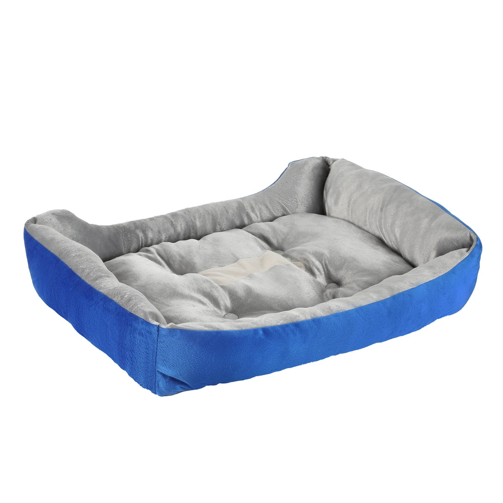 i.Pet Pet Bed Dog Cat Calming Soft Mat Sleeping Comfy Plush Cave Washable Blue - SEKSI
