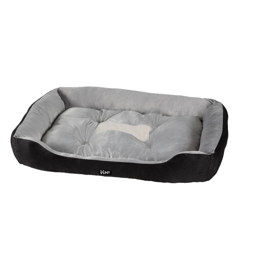 i.Pet Pet Bed Dog Cat Calming Soft Sleeping Comfy Plush Mat Cave Washable Black - SEKSI