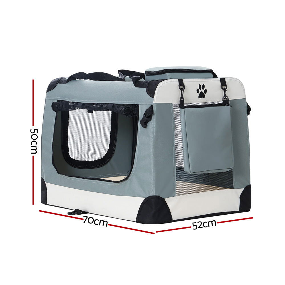 i.Pet Pet Carrier Soft Crate Dog Cat Travel 70x52CM Portable Foldable Car Large - SEKSI